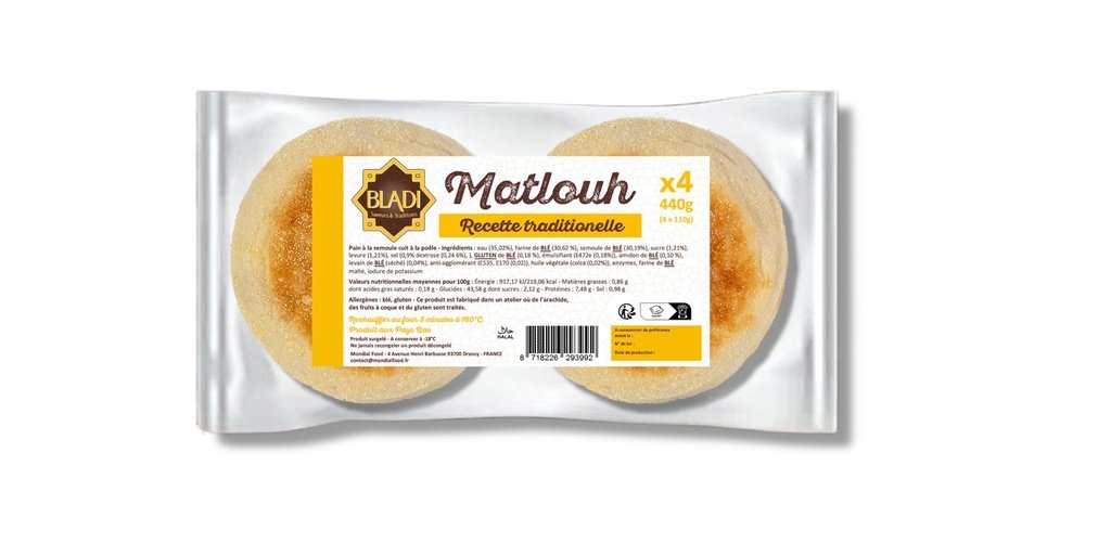 Bladi - Pain matlouh farine complet x4