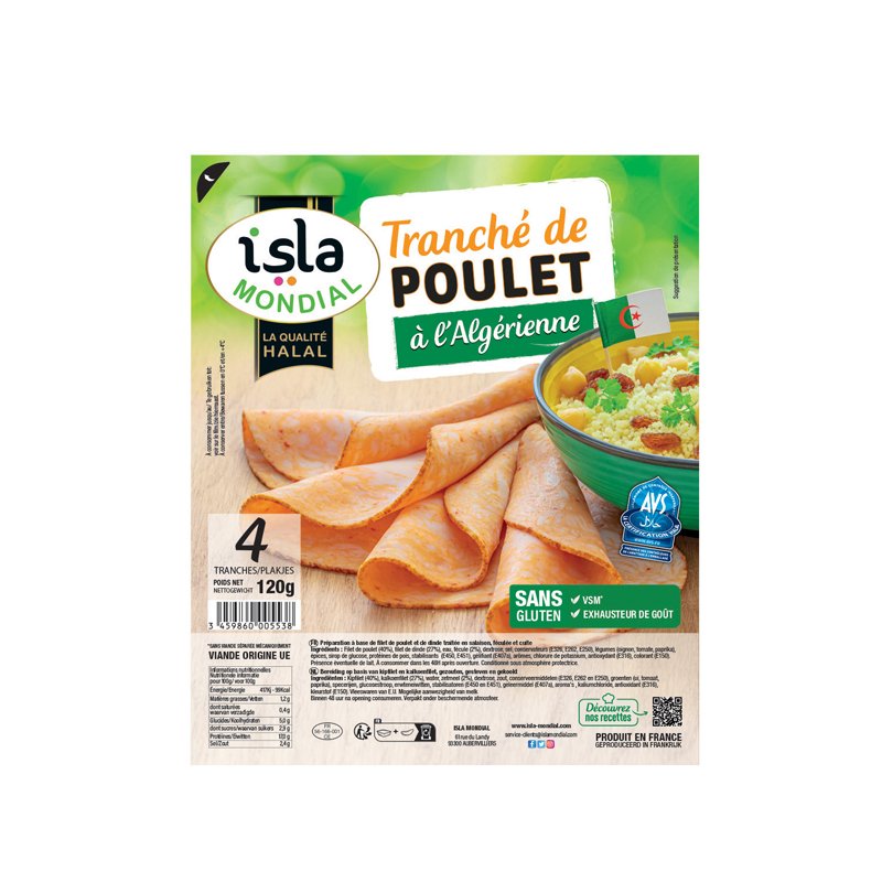 Isla Mondial - Tranché de poulet à l’algérienne 120g